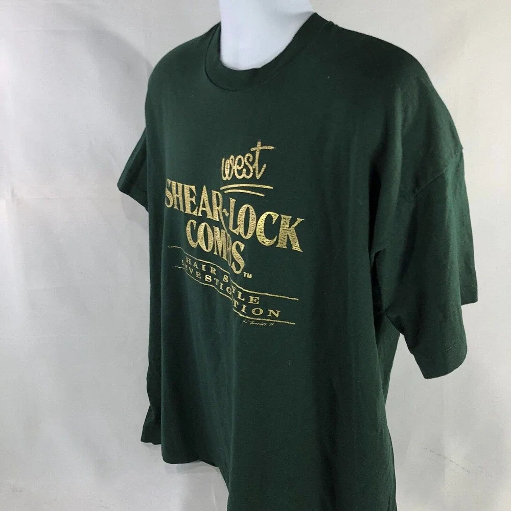 Vintage Shear Lock Combs Hair Style Investigation Single Stitch USA Made Shirt